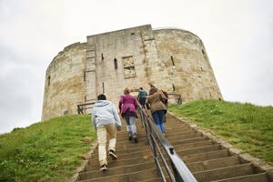 Copyright John Houlihan - Steps to Clifford's Tower in York being climbed