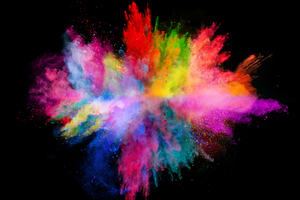 An explosion of coloured powder