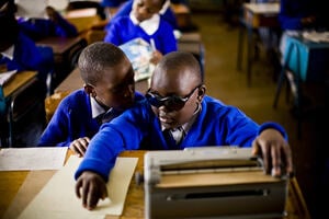 Blind child in classroom