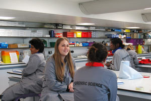 King's Forensics student working in a laboratory