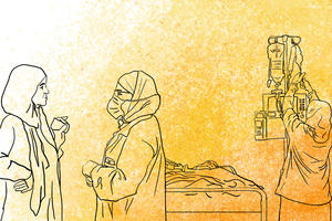 Illustration of healthcare workers in a variety of environments